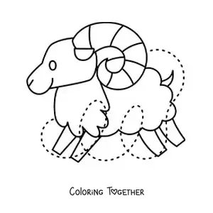 Coloring page of a ram of the Aries sign, easy