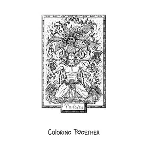 Coloring page of a scary card of the Aries sign