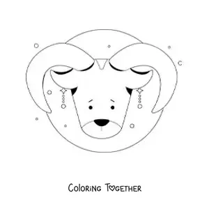 Coloring page of the Aries sign, cartoon style