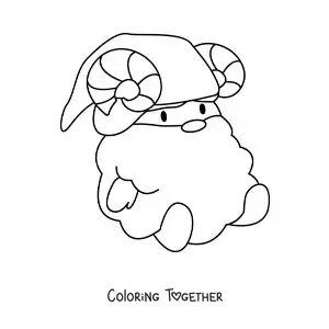 Coloring page of an Aries sign gnome, kawaii cartoon style