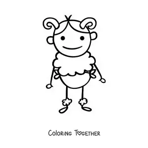 Coloring page of a cartoon Aries sign character