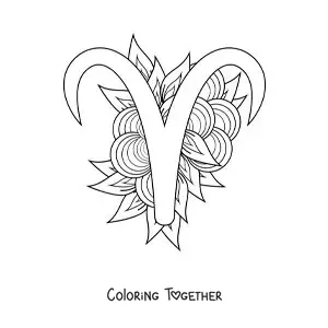 Coloring page of the symbol of the Aries sign