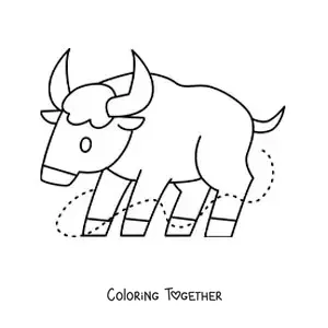 Coloring page of an easy bull of the Taurus sign