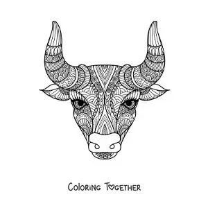 Coloring page of a mandala of the Taurus sign