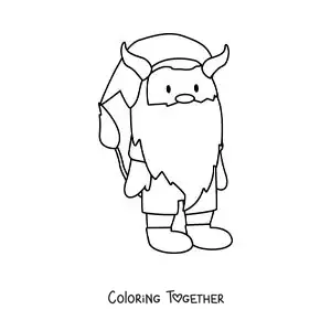 Coloring page of a Taurus sign gnome, kawaii cartoon style