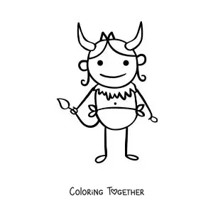 Coloring page of a cartoon Taurus sign character