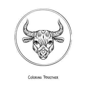 Coloring page of the bull of the Taurus sign, realistic style