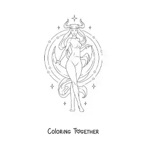 Coloring page of a Taurus sign girl
