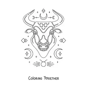 Coloring page of the symbols of Taurus the zodiac sign
