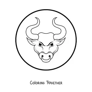 Coloring page of an easy cartoon bull of the Taurus sign