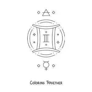 Coloring page of the symbol of Gemini