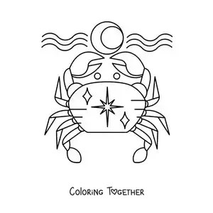 Coloring page of the crab of the Cancer zodiac sign