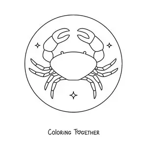 Coloring page of an easy Cancer sign crab
