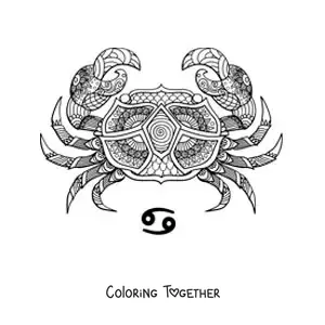 Coloring page of a Cancer sign mandala