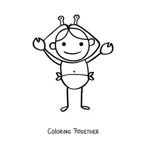 Coloring page of a cartoon Cancer sign character
