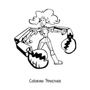 Coloring page of a cartoon Cancer sign superhero