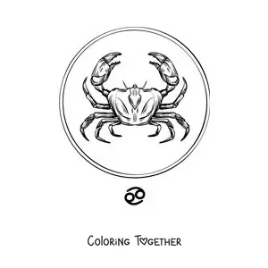 Coloring page of a realistic Cancer sign crab