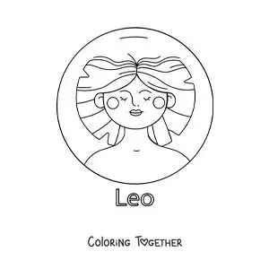 Coloring page of a Leo sign woman