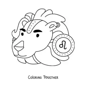 Coloring page of the animated Leo sign with its symbol