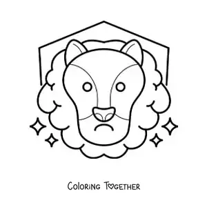 Coloring page of an easy animated Leo zodiac sign