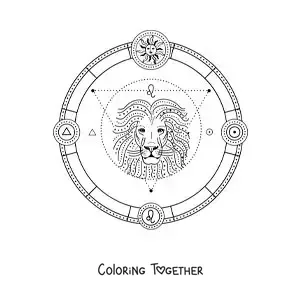 Coloring page of symbols of the Leo zodiac sign