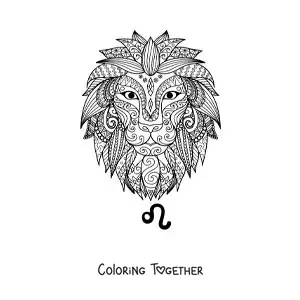 Coloring page of a Leo sign lion mandala