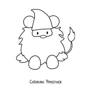 Coloring page of a kawaii animated Leo sign gnome