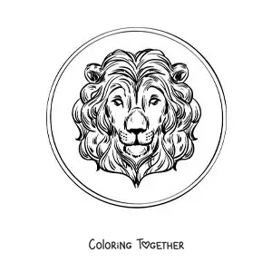 Coloring page of a realistic Leo sign lion