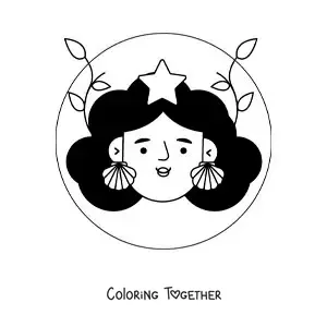 Coloring page of an animated Virgo zodiac sign girl