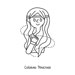 Coloring page of an easy Virgo zodiac sign girl