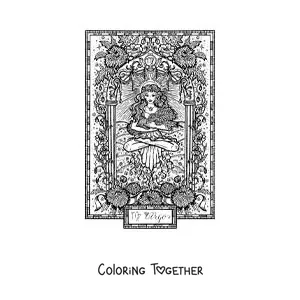 Coloring page of a Virgo sign card