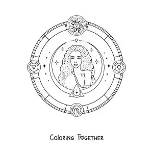 Coloring page of symbols of the Virgo sign