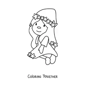 Coloring page of an animated kawaii Virgo sign gnome