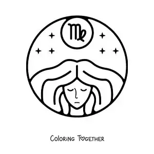 Coloring page of a woman with the easy Virgo zodiac sign