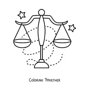 Coloring page of an easy Libra sign symbol for kids
