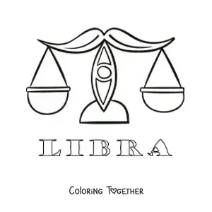 Coloring page of the Libra sign scales with its name