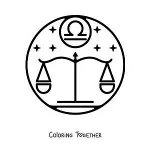 Coloring page of the easy Libra sign scales