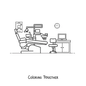 Coloring page of a dental office