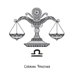Coloring page of a Libra sign mandala