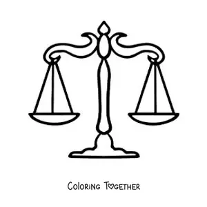 Coloring page of easy scales of justice