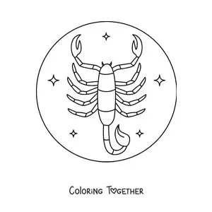 Coloring page of a Scorpio scorpion with stars