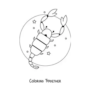 Coloring page of an easy Scorpio scorpion