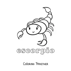 Coloring page of an easy Scorpio scorpion with its name
