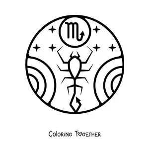Coloring page of an easy Scorpio symbol for kids