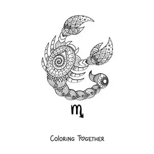 Coloring page of a mandala of the Scorpio sign