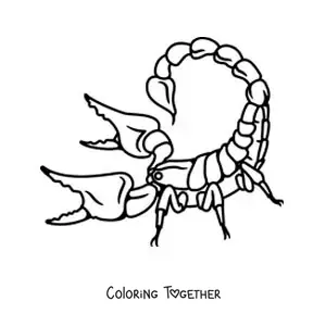Coloring page of an animated scorpion
