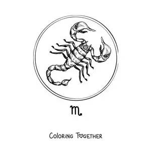 Coloring page of a realistic scorpion of the Scorpio sign