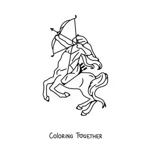 Coloring page of the animated archer of Sagittarius