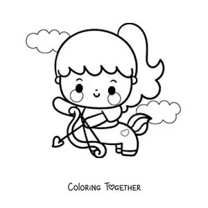 Coloring page of a kawaii archer centaur girl of Sagittarius