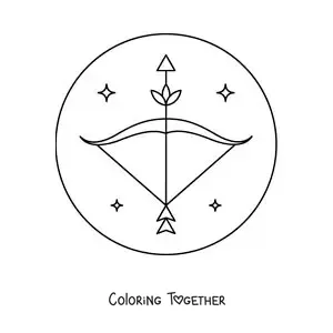 Coloring page of an easy Sagittarius bow